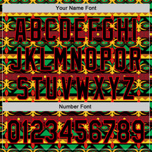 Load image into Gallery viewer, Custom Black Green Yellow Green-Fire Red 3D Pattern Design Black History Month African Ethnicity Style Authentic Baseball Jersey
