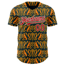 Load image into Gallery viewer, Custom Black Red Yellow Green-White 3D Pattern Design Black History Month African Ethnicity Style Authentic Baseball Jersey
