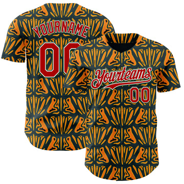 Custom Black Red Yellow Green-White 3D Pattern Design Black History Month African Ethnicity Style Authentic Baseball Jersey