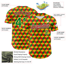 Laden Sie das Bild in den Galerie-Viewer, Custom Yellow Grass Green Red-White 3D Pattern Design Black History Month Abstract Geometric Authentic Baseball Jersey

