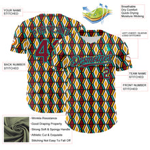 Load image into Gallery viewer, Custom White Crimson Yellow-Aqua 3D Pattern Design Black History Month Abstract Geometric Authentic Baseball Jersey
