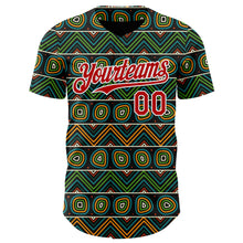 Load image into Gallery viewer, Custom Black Red Green Yellow-White 3D Pattern Design Black History Month African Ethnicity Style Authentic Baseball Jersey

