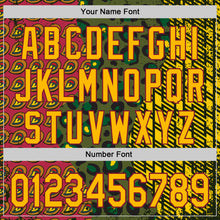 Load image into Gallery viewer, Custom Green Gold Crimson-Black 3D Pattern Design Black History Month African Ethnicity Style Animal Print Authentic Baseball Jersey
