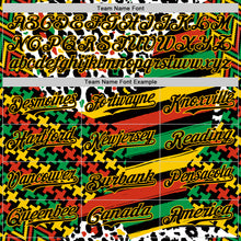 Load image into Gallery viewer, Custom White Black Red Green-Gold 3D Pattern Design Black History Month Abstract Geometric Animal Print Authentic Baseball Jersey
