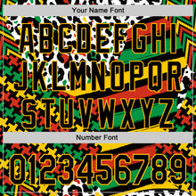 Load image into Gallery viewer, Custom White Black Red Green-Gold 3D Pattern Design Black History Month Abstract Geometric Animal Print Authentic Baseball Jersey
