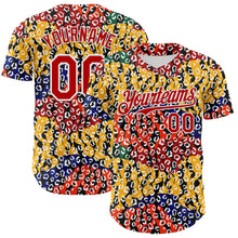 Load image into Gallery viewer, Custom Yellow Red Black Green-White 3D Pattern Design Black History Month Animal Print Authentic Baseball Jersey
