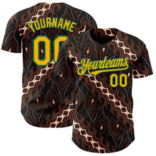 Load image into Gallery viewer, Custom Black Gold Red Cream-Kelly Green 3D Pattern Design Black History Month Abstract Authentic Baseball Jersey
