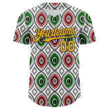 Load image into Gallery viewer, Custom White Gold Red Green-Black 3D Pattern Design Black History Month African Ethnicity Style Authentic Baseball Jersey
