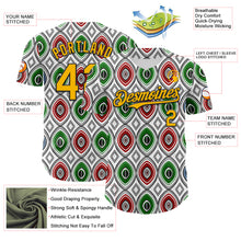 Load image into Gallery viewer, Custom White Gold Red Green-Black 3D Pattern Design Black History Month African Ethnicity Style Authentic Baseball Jersey
