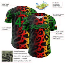 Load image into Gallery viewer, Custom Black Grass Green Yellow-Red 3D Pattern Design Black History Month African Ethnicity Style Animal Print Authentic Baseball Jersey
