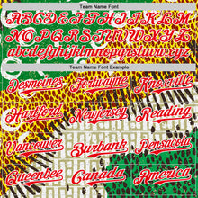 Load image into Gallery viewer, Custom White Fire Red Green Yellow-Black 3D Pattern Design Black History Month Animal Print Authentic Baseball Jersey
