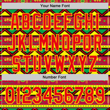 Load image into Gallery viewer, Custom Green Fire Red Light Yellow-Black 3D Pattern Design Black History Month African Ethnicity Style Abstract Geometric Authentic Baseball Jersey
