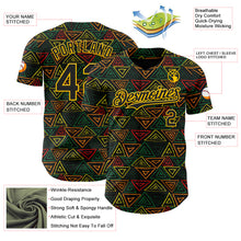 Load image into Gallery viewer, Custom Black Red Green-Yellow 3D Pattern Design Black History Month African Ethnicity Style Abstract Geometric Authentic Baseball Jersey
