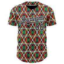 Load image into Gallery viewer, Custom Black Red Green Yellow-White 3D Pattern Design Black History Month African Ethnicity Style Abstract Geometric Authentic Baseball Jersey
