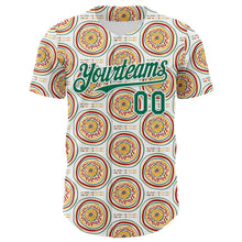 Load image into Gallery viewer, Custom White Kelly Green Yellow-Red 3D Pattern Design Black History Month African Ethnicity Style Authentic Baseball Jersey
