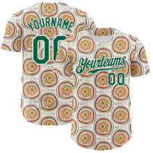 Load image into Gallery viewer, Custom White Kelly Green Yellow-Red 3D Pattern Design Black History Month African Ethnicity Style Authentic Baseball Jersey
