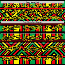 Load image into Gallery viewer, Custom Green Black Red-Light Yellow 3D Pattern Design Black History Month African Ethnicity Style Abstract Geometric Authentic Baseball Jersey
