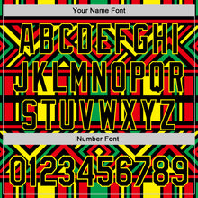 Load image into Gallery viewer, Custom Green Black Red-Light Yellow 3D Pattern Design Black History Month African Ethnicity Style Abstract Geometric Authentic Baseball Jersey
