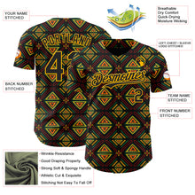 Load image into Gallery viewer, Custom Black Green Red-Gold 3D Pattern Design Black History Month African Ethnicity Style Abstract Geometric Authentic Baseball Jersey
