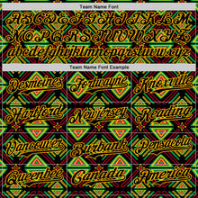 Load image into Gallery viewer, Custom Black Green Red-Gold 3D Pattern Design Black History Month African Ethnicity Style Abstract Geometric Authentic Baseball Jersey
