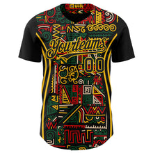 Load image into Gallery viewer, Custom Black Yellow Green-Red 3D Pattern Design Black History Month African Ethnicity Style Abstract Geometric Authentic Baseball Jersey
