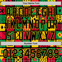 Load image into Gallery viewer, Custom Black Gold Green-Red 3D Pattern Design Black History Month African Ethnicity Style Abstract Geometric Authentic Baseball Jersey
