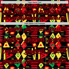 Load image into Gallery viewer, Custom Black Fire Red Green-Yellow 3D Pattern Design Black History Month African Ethnicity Style Abstract Geometric Authentic Baseball Jersey
