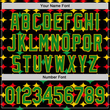 Load image into Gallery viewer, Custom Black Grass Green Gold-Red 3D Pattern Design Black History Month African Ethnicity Style Abstract Geometric Authentic Baseball Jersey
