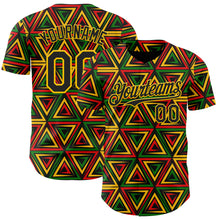 Load image into Gallery viewer, Custom Black Yellow Green-Red 3D Pattern Design Black History Month African Ethnicity Style Abstract Geometric Authentic Baseball Jersey
