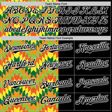 Load image into Gallery viewer, Custom Black Yellow Green Red-Orange 3D Pattern Design Black History Month African Ethnicity Style Abstract Geometric Authentic Baseball Jersey
