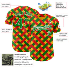Load image into Gallery viewer, Custom Gold Grass Green Red-White 3D Pattern Design Black History Month African Ethnicity Style Abstract Geometric Authentic Baseball Jersey

