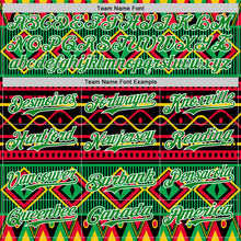 Load image into Gallery viewer, Custom Black Grass Green Red Yellow-White 3D Pattern Design Black History Month African Ethnicity Style Abstract Geometric Authentic Baseball Jersey
