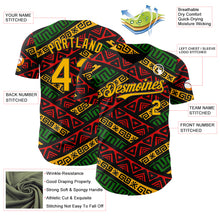 Load image into Gallery viewer, Custom Black Gold Red-Green 3D Pattern Design Black History Month African Ethnicity Style Abstract Geometric Authentic Baseball Jersey
