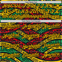 Load image into Gallery viewer, Custom Black Gold Red-Green 3D Pattern Design Black History Month African Ethnicity Style Abstract Geometric Authentic Baseball Jersey
