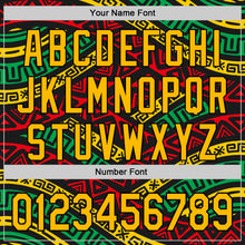 Load image into Gallery viewer, Custom Black Gold Red-Green 3D Pattern Design Black History Month African Ethnicity Style Abstract Geometric Authentic Baseball Jersey
