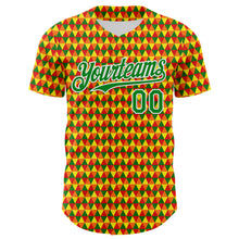 Load image into Gallery viewer, Custom Yellow Grass Green Red-White 3D Pattern Design Black History Month Abstract Geometric Authentic Baseball Jersey
