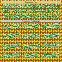 Load image into Gallery viewer, Custom Yellow Grass Green Red-White 3D Pattern Design Black History Month Abstract Geometric Authentic Baseball Jersey
