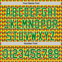 Load image into Gallery viewer, Custom Yellow Grass Green Red-White 3D Pattern Design Black History Month Abstract Geometric Authentic Baseball Jersey
