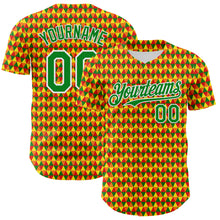 Load image into Gallery viewer, Custom Yellow Grass Green Red-White 3D Pattern Design Black History Month Abstract Geometric Authentic Baseball Jersey
