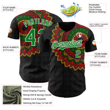 Load image into Gallery viewer, Custom Black Grass Green Red Yellow-White 3D Pattern Design Black History Month African Ethnicity Style Authentic Baseball Jersey
