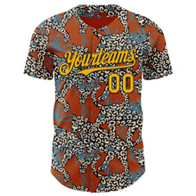 Load image into Gallery viewer, Custom Texas Orange Gold-Black 3D Pattern Design Black History Month Animal Leopard Authentic Baseball Jersey
