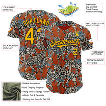 Load image into Gallery viewer, Custom Texas Orange Gold-Black 3D Pattern Design Black History Month Animal Leopard Authentic Baseball Jersey
