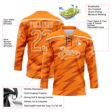 Charger l'image dans la galerie, Custom Bay Orange White 3D Pattern Lightning Hockey Lace Neck Jersey
