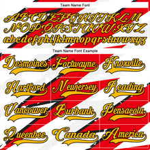 Charger l'image dans la galerie, Custom Fire Red Gold Black-White 3D Pattern Lightning Hockey Lace Neck Jersey
