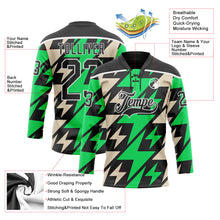 Charger l'image dans la galerie, Custom Black Green Cream-White 3D Pattern Lightning Hockey Lace Neck Jersey
