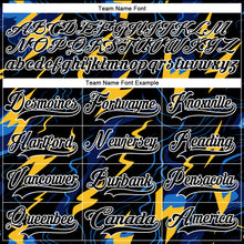 Charger l'image dans la galerie, Custom Black Yellow Blue-White 3D Pattern Lightning Hockey Lace Neck Jersey
