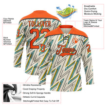 Laden Sie das Bild in den Galerie-Viewer, Custom Cream Orange Green Yellow-Black 3D Pattern Lightning Hockey Lace Neck Jersey
