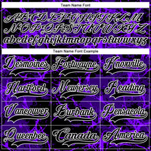 Laden Sie das Bild in den Galerie-Viewer, Custom Purple Black-White 3D Pattern Lightning Hockey Lace Neck Jersey

