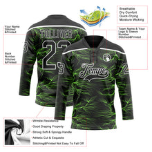 Laden Sie das Bild in den Galerie-Viewer, Custom Black Green-White 3D Pattern Lightning Hockey Lace Neck Jersey
