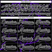 Laden Sie das Bild in den Galerie-Viewer, Custom Black Purple-White 3D Pattern Lightning Hockey Lace Neck Jersey
